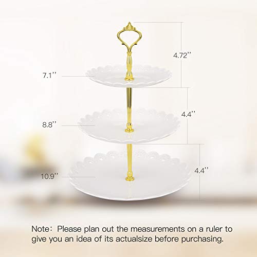 image for NWK 3-Tier Cupcake Stand Plastic Dessert Tower Serving Tray for Weddin