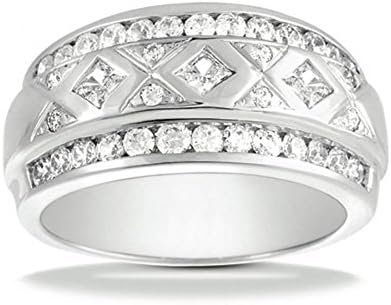 1.12 ct. Wedding Band with Round and Princess Diamonds