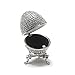 Faberge Egg Box Platinum Colored Swarovski Crystals, Silver with Stand Figurine Trinket Pill Jewelry Box