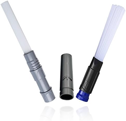 Dust Daddy, Universal Vacuum Cleaner Attachment with Dyson Adapter, Dirt Remover & Cleaning Brush Tool Accessory | Small Suction Tubes for Tiny Corners, Car, Drawer, & Vents | Grey & Blue Set of 2