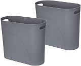 Caxmtu 10L Small Plastic Trash Can with Handles 2 Pack Grey