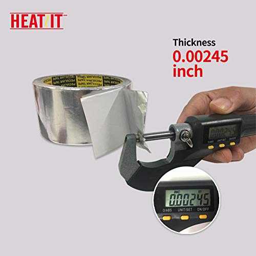 HEATIT aluminum Foil Tape Professional grade-2 inch x 150 feet (50 yards) length Thick 5.3mil (2.4mil foil and 2.9mil backing paper)For HVAC, Ducts, Pipes, Metal repair, Heating Cable application etc
