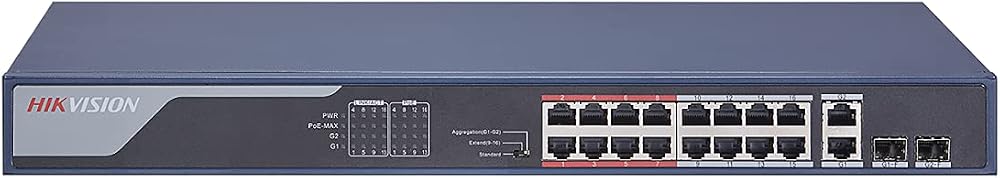 Hikvision DS-3E0318P-E(B) 16-Port Unmanaged PoE Switch Long Range 300m 6KV Surge
