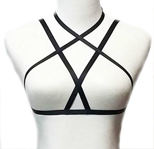 Walemy Harness Bra,Gothic Style Sexy Elastic concise Cage Bra Strappy,harness strappy body caged bra