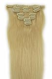 18" Clip in Remy Human Hair Extensions 613# Bleach Blonde 7pcs 70g