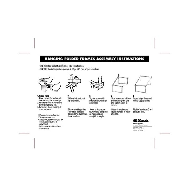Officemate Hanging File Frame, Letter Size, Adjustable 14 to 18Inches