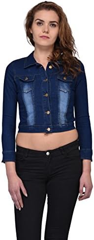 Women's Regular Fit Washable Jacket Collar Large Blue - By Style Souk