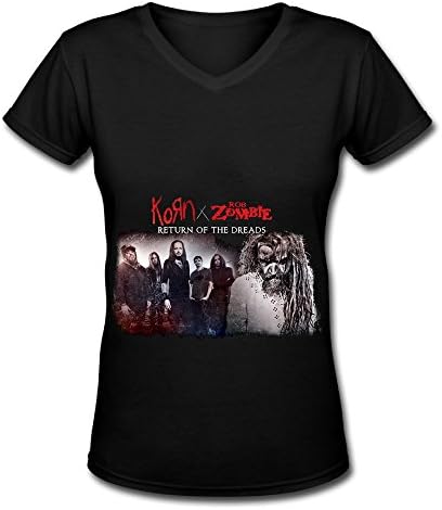 UTU Korn Return Of The Dreads Tour 2016 Womens V Neck T Shirt Black XXL