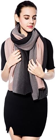 Winter Fashion Soft Thick Knitted Scarf, Gzcvba Hit Color Pleated Knit Wrap Chunky Warm Scarf (Black+Pink+Grey)