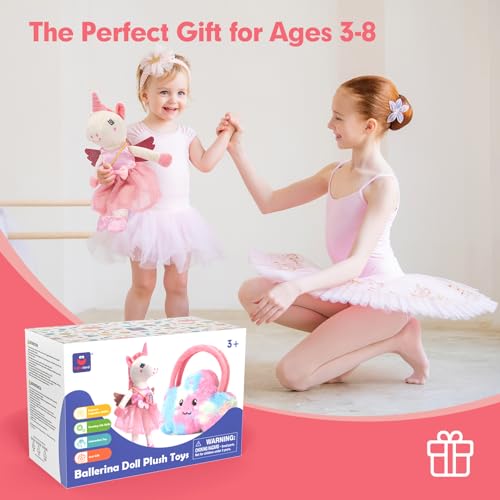 hahaland Peluches Unicornios para Niñas 3-8 años, Dress-up Muñecas Trapo con 3 Set de Ropa & Bolsa, Juguetes Precioso Regalos Niña 3 4 5 6 años