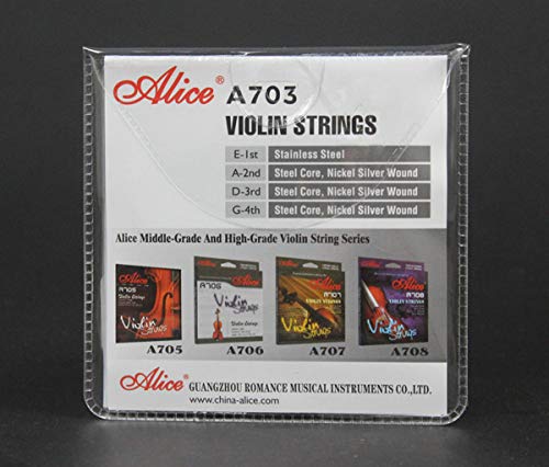 image for 3 Packs Full Set Alice A703 Stainless Steel Core Cupronickel 4/4 Size 