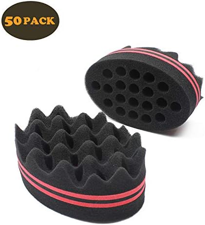 AIR TREE Big Holes Magic Barber Brush Twist Hair For Curls Sponge Big Wave Sponges,Dreadlock,Coils,Afro As Hair Care Tool 10 & 16 Mm Hole Diameter Suitable For Curly Hair (50PCS)
