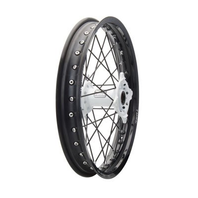 Tusk Impact Complete Wheel - Rear 18 x 2.15 Black Rim/Black Spoke/White Hub -Fits: KTM 250 XC-W (E-Start) 2008-2017