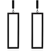 FAMARINE Gold Silver Black Rectangle Geometric Drop Dangle Earrings for Women Fashion Prom Jewelry
