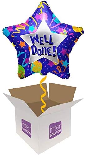 InterBalloon Helium Inflated Well Done Star Balloon Delivered in a Box