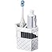 Creative Scents Quilted Mirror White Toothbrush Holder – Bathroom Toothbrush Organizer - Decorative Toothbrush and Toothpaste Holder for Bathroom Holds Multiple Toothbrushes and Paste