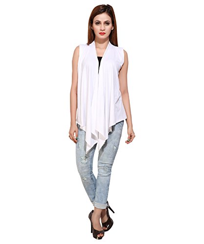 bfly women's sleeveless viscose shrugs(white)