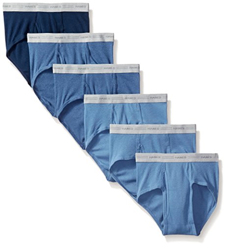 Hanes Men's 6-Pack FreshIQ Exposed Waistband Mid-Rise Brief, Dyed, Large