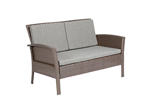 Baner Garden Outdoor Furniture Complete Patio 4 Piece Polyethylene Wicker Rattan Garden Set, Brown (N57-BR) - Thumbnail 5