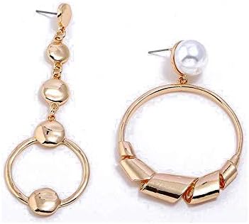 Ludage Exaggerated twist faux pearl asymmetric earrings Jewelry