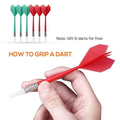 Festnight Security Plastic Dart Game Dartboard with 6 Bristle Darts Staple-Free Bullseye with Rotating Number Ring Adults Kids Inhouse Toy Office Entertainment