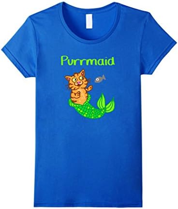 Women's Purrmaid Mermaid Cat Tee Shirt Small Royal Blue