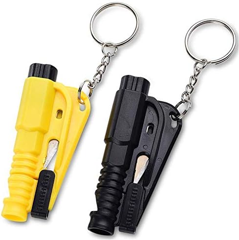 Comforly 3 in 1 Car Life Keychain (Black+Yellow) 2PCS