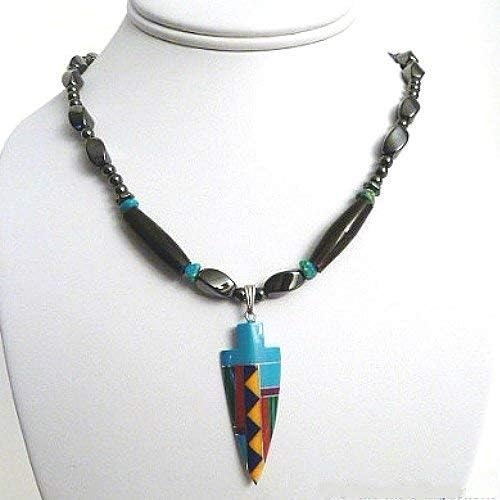 Large Arrowhead Turquoise And Bone Magnetite Magnetic Necklace