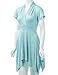 Made by Johnny MBJ WT1120 Womens Cross V Neck Short Sleeve Empire Line Panel Tunic Top L Aqua