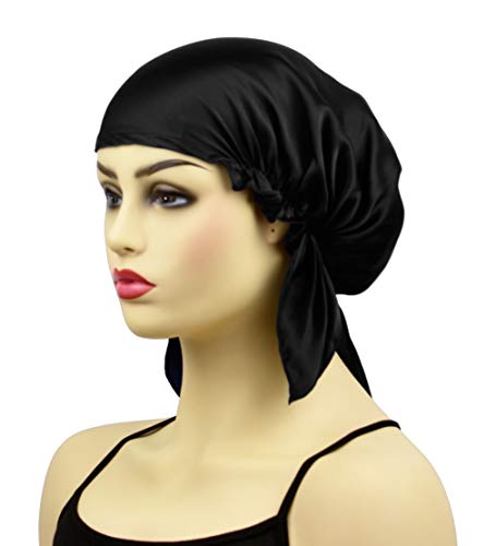 Silk Cap For Sleeping Black Silk Bonnet Sleep Cap Night Hat Head