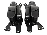 Senkauto Leather Left Right Side Saddlebag Guard Bag with Water Drink Bottle Holder for 1983-2017 Harley Electra Street Tri Glide Touring Bikes