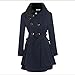 Women's Fashion Faux Fur Lapel Double-breasted Thick Wool Trench Coat Jacket