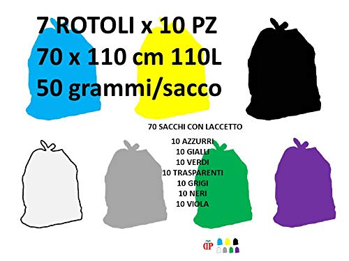 100 Sacchi Immondizia Cm.70x110 Colore Nero - Foto 7