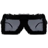 PASTL Fuzzy Fluffy Sunglasses Oversized Square Rectangle Frame UV400