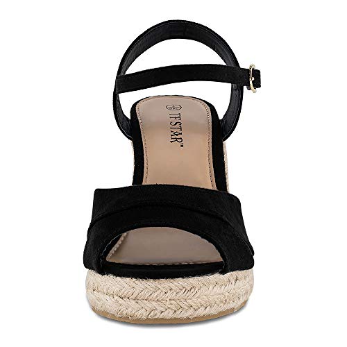 TF STAR Jute Rope Wedge Sandals for Women,Women Platform Summer Shoes