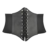 TopTie 7-Inch Wide Corset Waist Belt BLACK-LARGE
