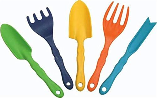 Kids Gardening Tools For Toddlers 5 Piece Garden Tool Set: Trowel, Transplanter, Cultivator, Fork and Weeder Garden Tools For Fun Gardening Activity