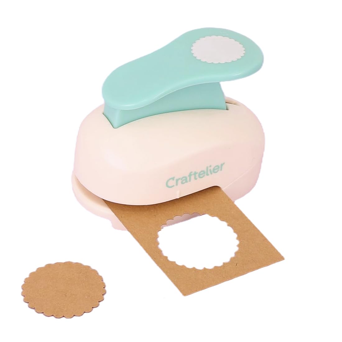Craftelier - 1.5” (3.81 cm) Diameter Scalloped Circle Punch with Lever Press | Suitable for Paper and Cardstock | Ideal for Craft and Scrapbooking Projects | Size Approx. 9.5 x 6 x 7 cm