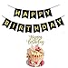 YOFEY1 Happy Birthday Cake Topper with Happy Birthday Banner Color Black and Gold for 1st 16th 30th 40th 50th 60th 70th Birthday Decorations