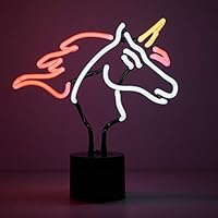 Amped & Co Badass Unicorn Neon Desk Light, Real Neon, White, Yellow, and Pink, Large 11.5 x 12 inches, Home Decor Neon Signs for Unique Rooms