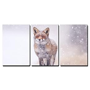 Red Fox In Snow - 3 Panel Canvas Art