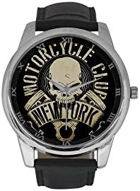 Men's Punk Skull Stainless Steel Leather Strap Waterproof Band Wrist Watch