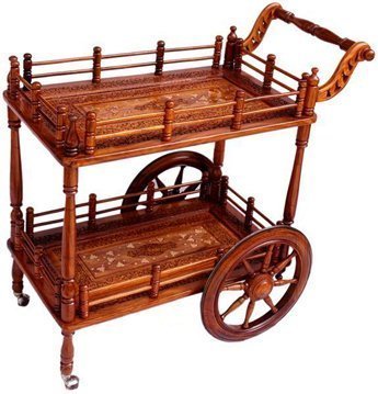 Artesia Designer Wooden Service Trolley/Bar Trolley/Kitchen Trolley, Brown