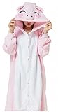 ABING Halloween Pajamas Homewear OnePiece Onesie Cosplay Costumes Kigurumi Animal Outfit Loungewear,Pink Pig Adult S -for Height 150-158cm