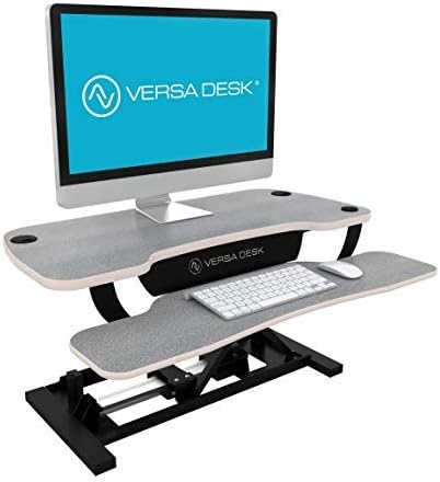 VersaDesk Power Pro - 36" Electric Height-Adjustable Desk Riser - Sit to Stand Desktop with Keyboard and Mouse Tray - Gray