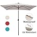 Solar Powered Rectangular Patio Umbrella with 68 LED Lights Market Outdoor Umbrella with Tilt&Crank&Umbrella Cover, 9 by 7 Feet, Beige