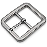 CRAFTMEMORE 4pcs Single Prong Belt Buckle Square Center Bar Buckles Leather Craft Accessories (1in - J455), (3/4in - 3110)