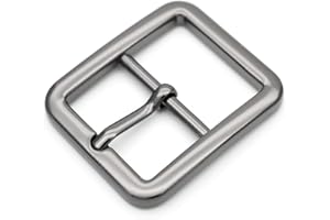 CRAFTMEMORE 4pcs Single Prong Belt Buckle Square Center Bar Buckles Leather Craft Accessories (1in - J455), (3/4in - 3110)