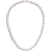 Freshwater Cultured Pearl Necklace, Real Pearl Necklace with Silver Chain and Clasp, Jewelry for Valentine's Day Brides Wedding Gifts for Women Her Wife Sister