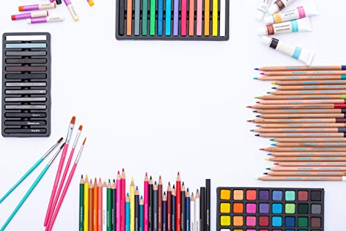 COLOUR BLOCK 181 pc All Media Wooden Case Set with Coloring Card. Quality Drawing, Painting and Coloring Set in Deluxe Gift Box. Great Christmas Gift for The Aspiring Artist.